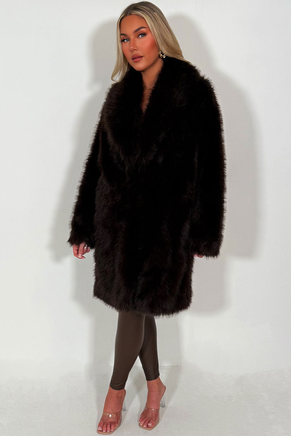 Long Faux Fur Coat Brown | Xtralitty