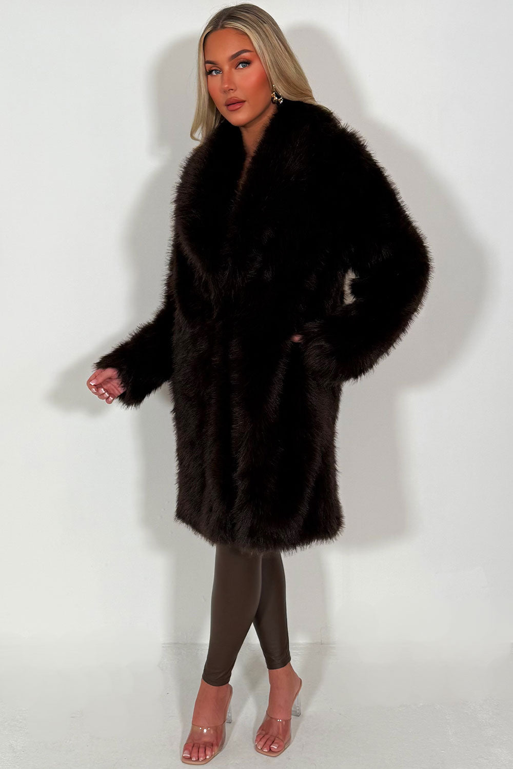 Long Faux Fur Coat Brown | Xtralitty