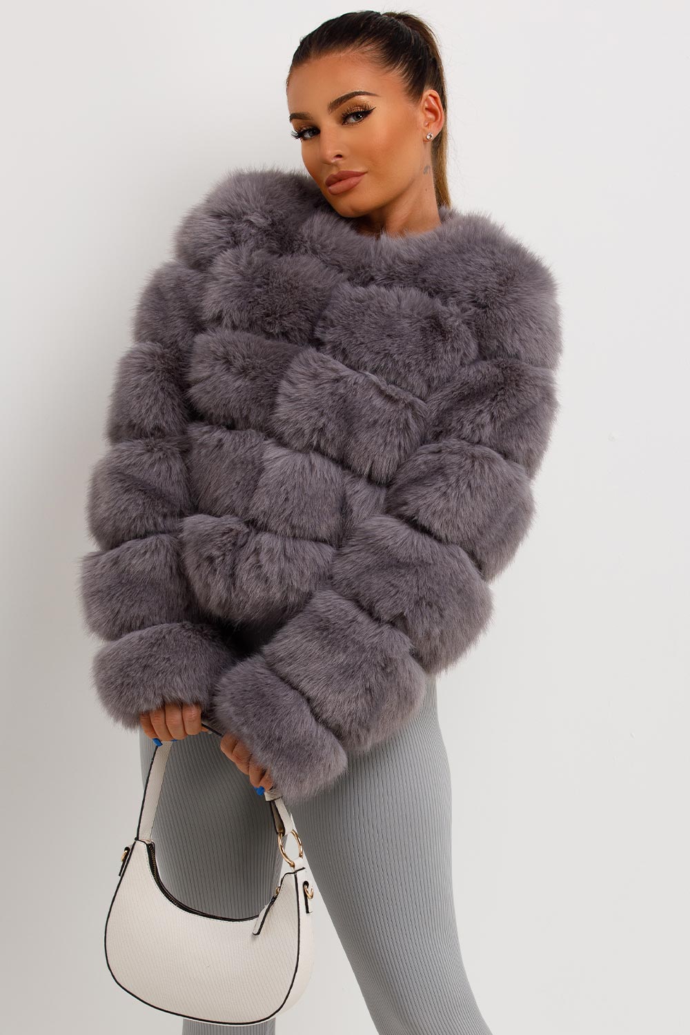 Faux Fur Bubble Coat Grey | Xtralitty