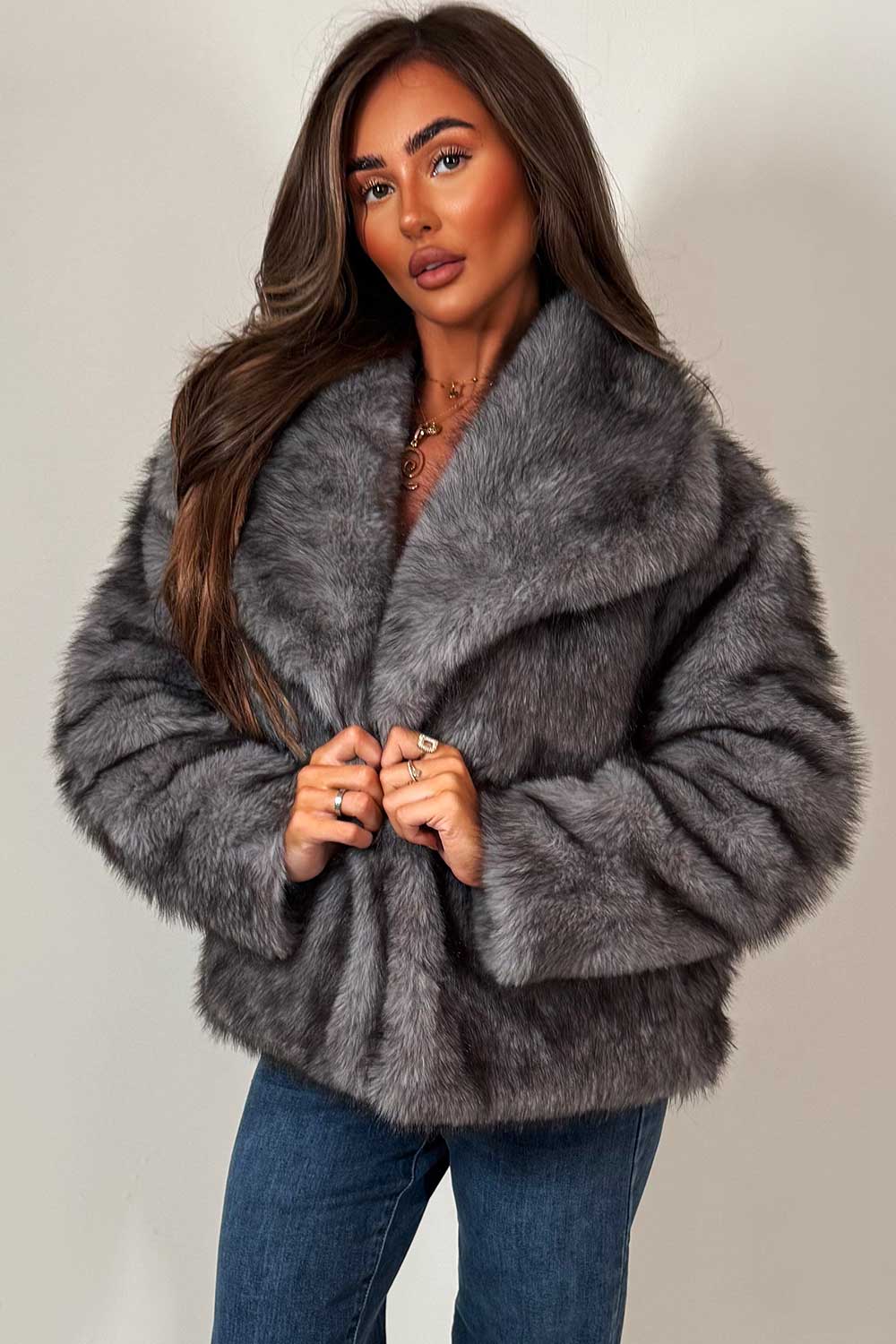 Faux Fur Jacket Grey | Xtralitty