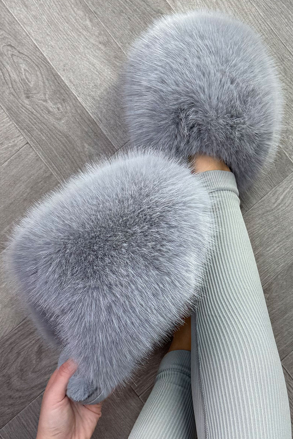 Faux Fur Fluffy Slippers Grey | Xtralitty