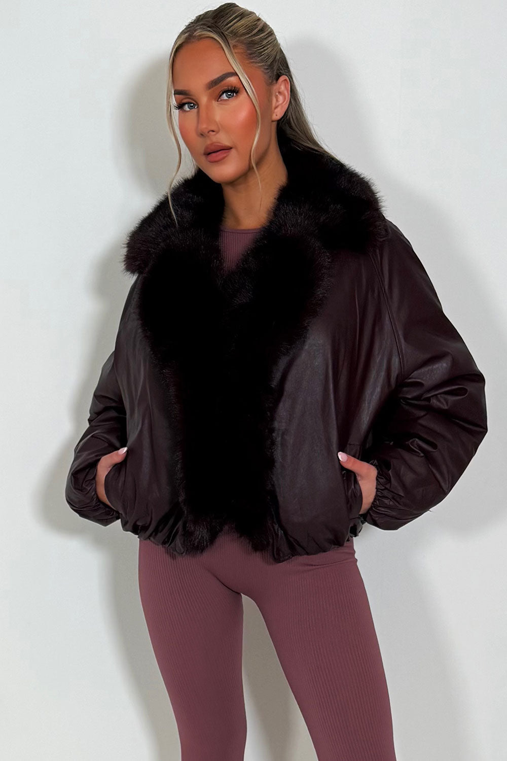 Bomber Jacket with Faux Fur Collar and Trim Burg | Xtralitty