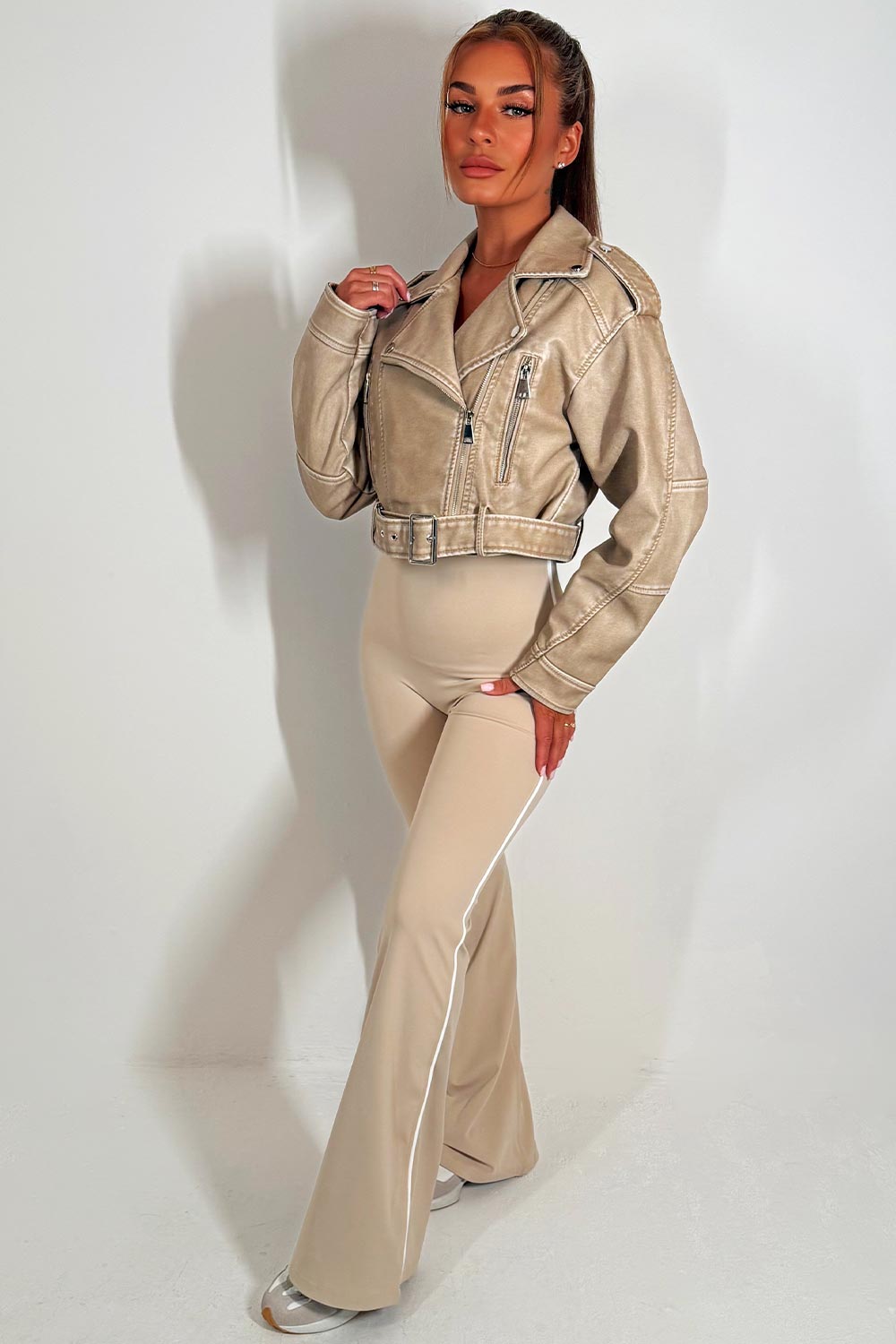 Faux Leather Jacket Beige | Xtralitty