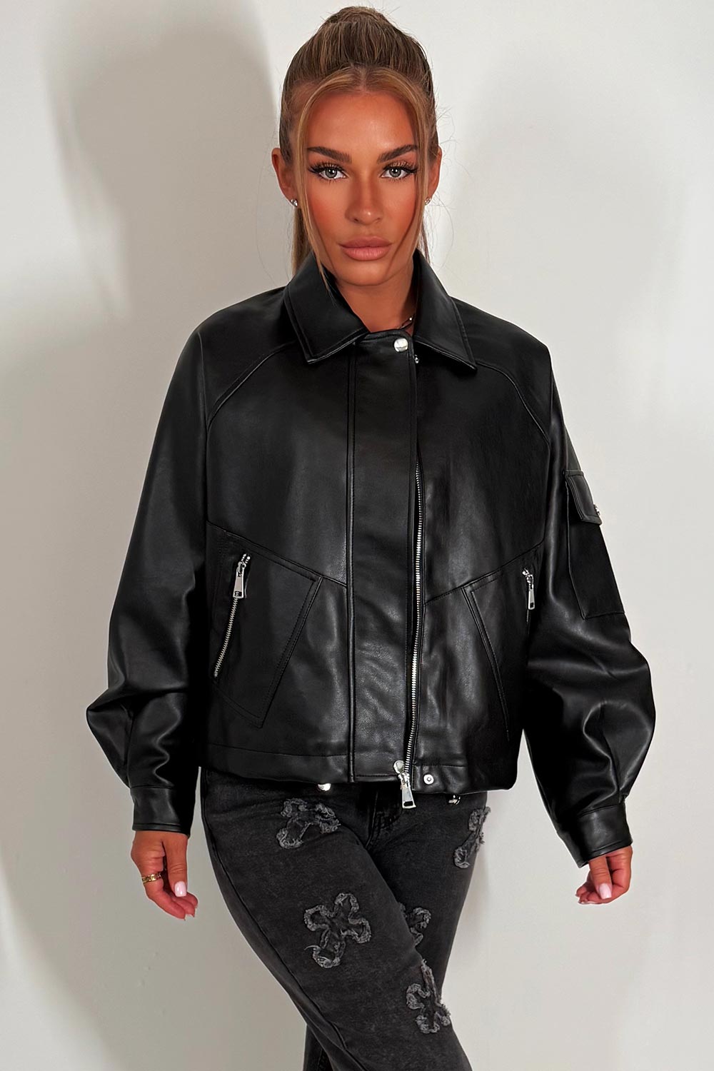 Faux Leather Jacket Black | Xtralitty