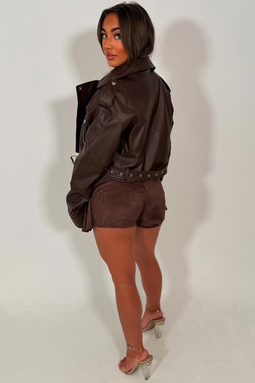 Faux Leather Jacket Brown | Xtralitty