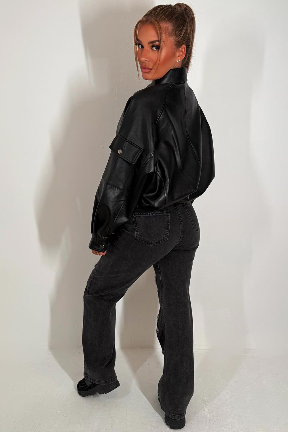 Faux Leather Jacket Black | Xtralitty