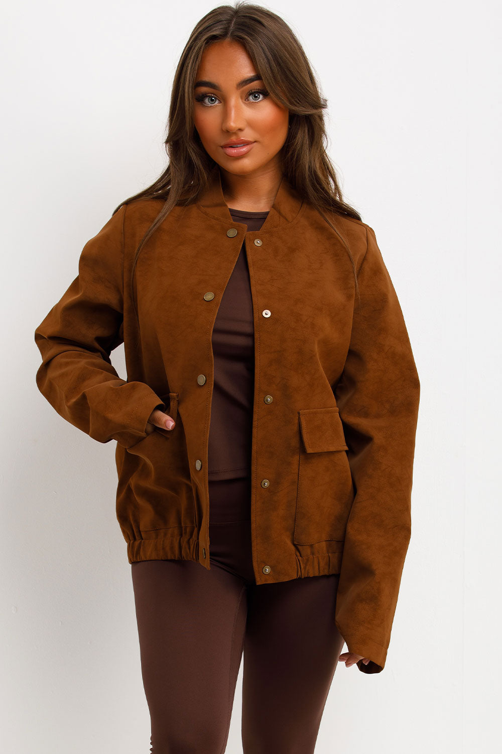 Faux Suede Bomber Jacket Rust | Xtralitty