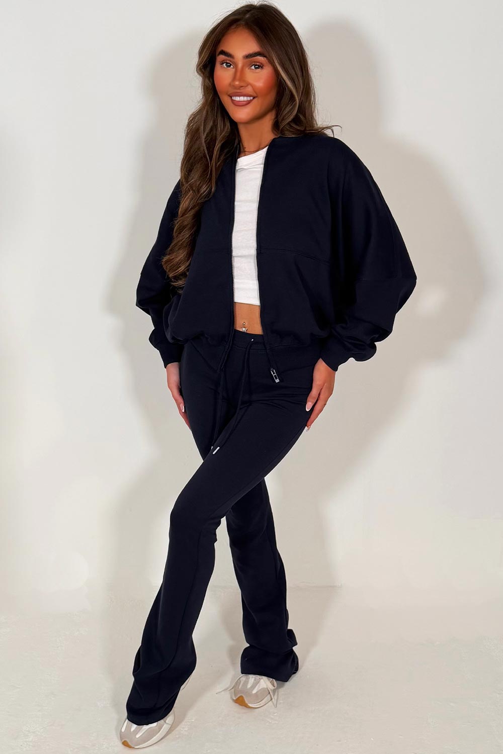 Bomber Sweatshirt with Zip and Bell Bottom Trous | Xtralitty
