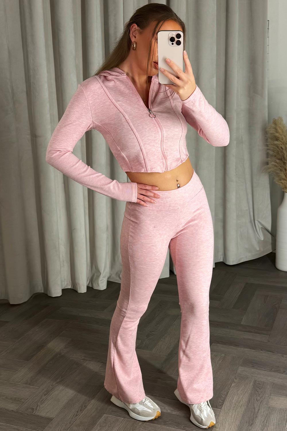 Crop Hoodie and Flared Trousers Loungewear Co Or | Xtralitty