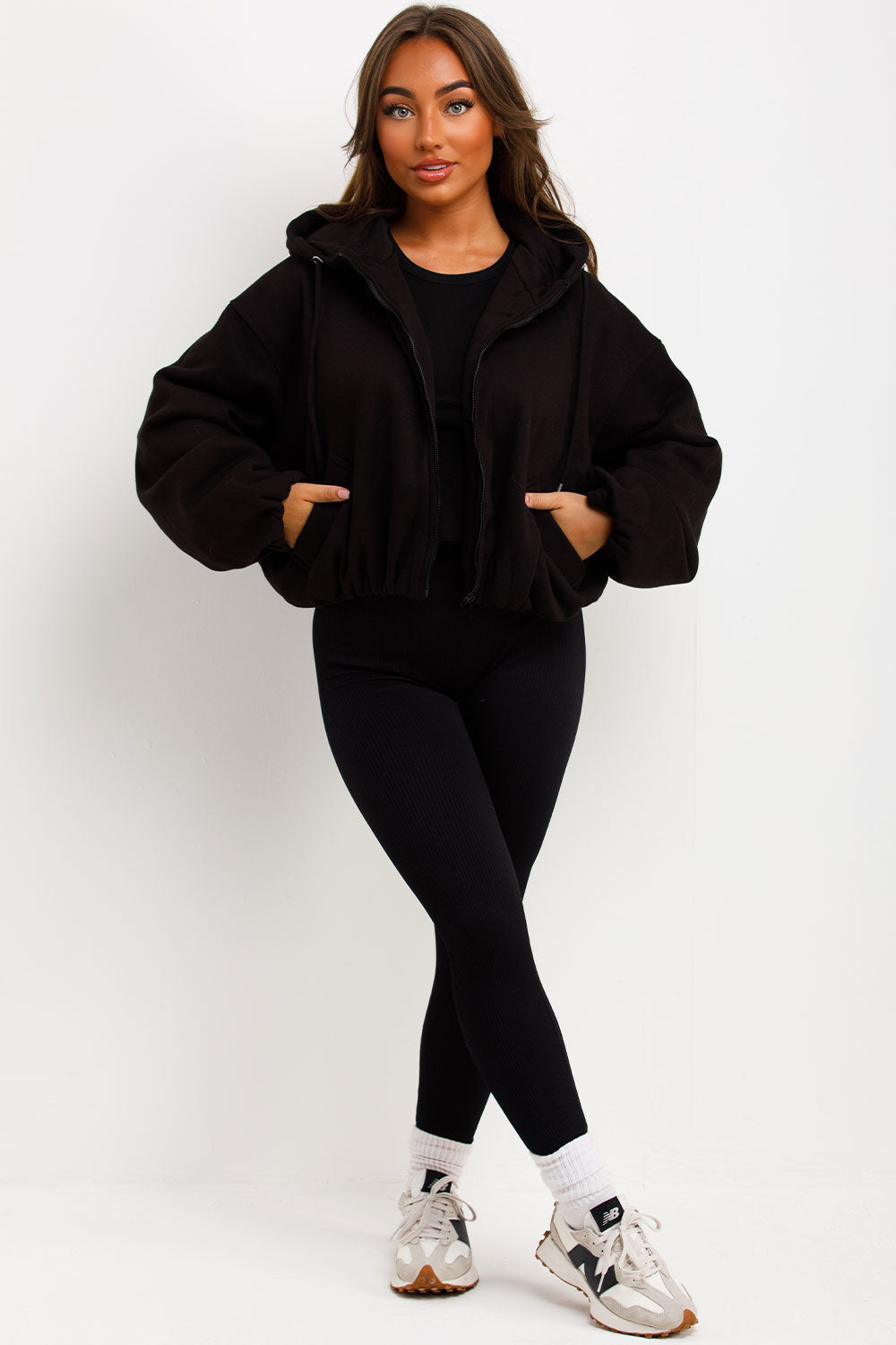 Black Hooded Jacket with Elastic Hem | Xtralitty