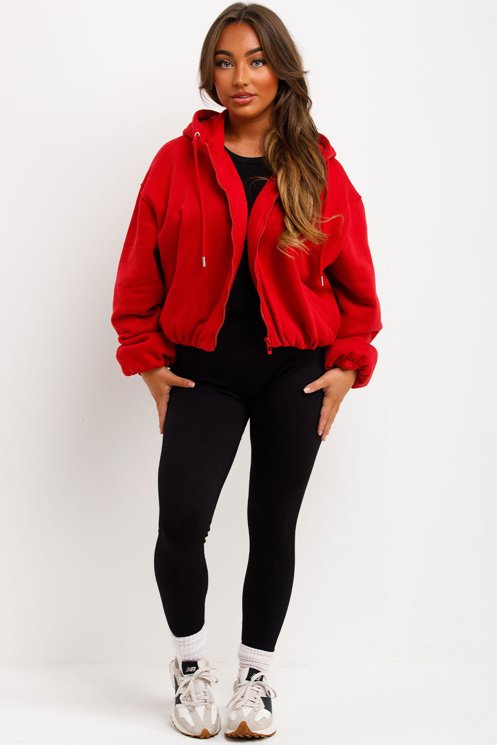 Hooded Jacket with Elastic Hem Red | Xtralitty