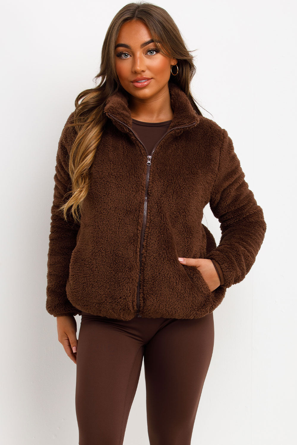 Teddy Jacket Zip Through Brown | Xtralitty