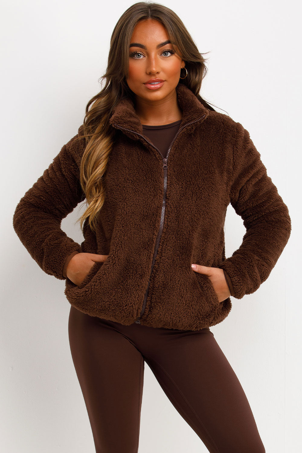 Teddy Jacket Zip Through Brown | Xtralitty
