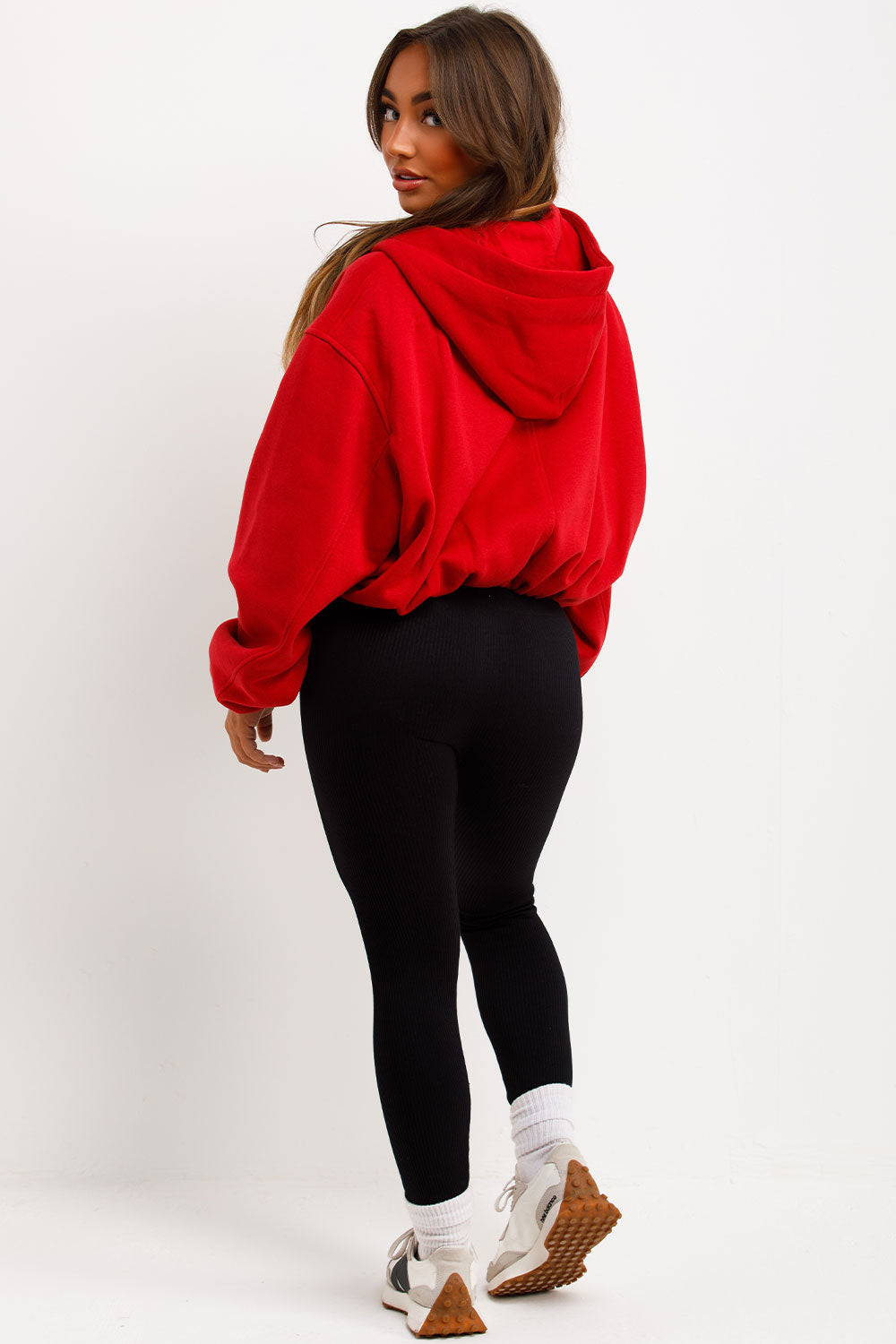 Hooded Jacket with Elastic Hem Red | Xtralitty