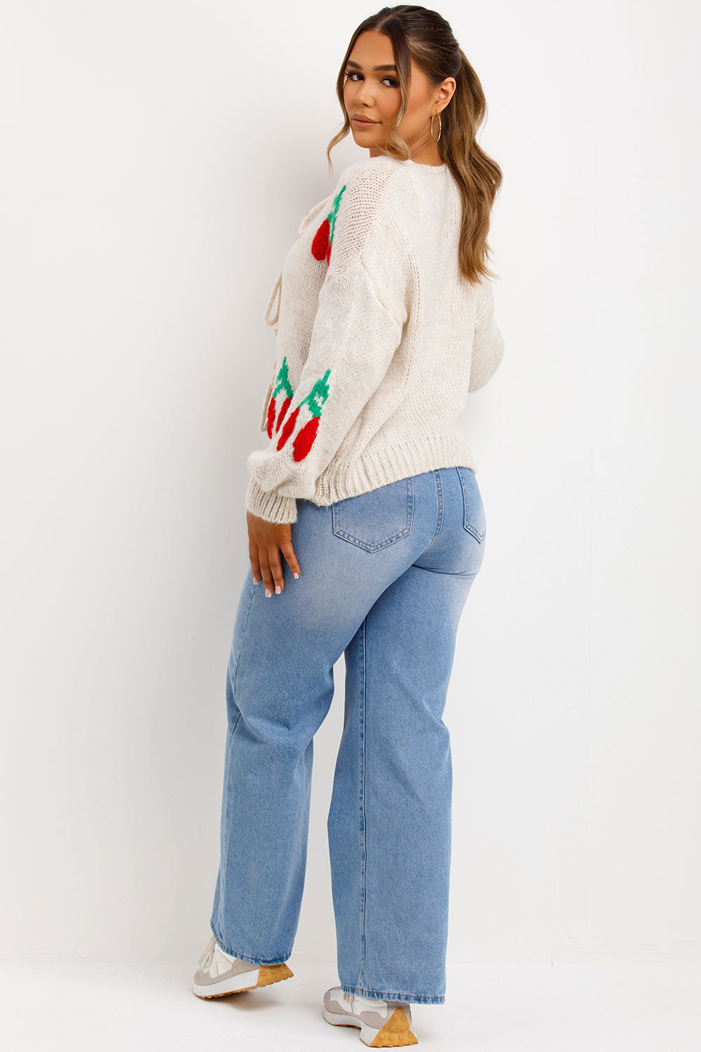 Cherry Knit Tie Front Cardigan Beige | Xtralitty