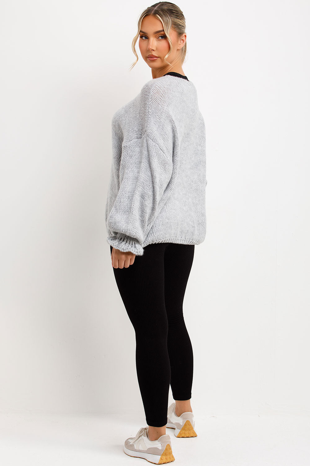 Knitted Cardigan with Tie Front Grey | Xtralitty