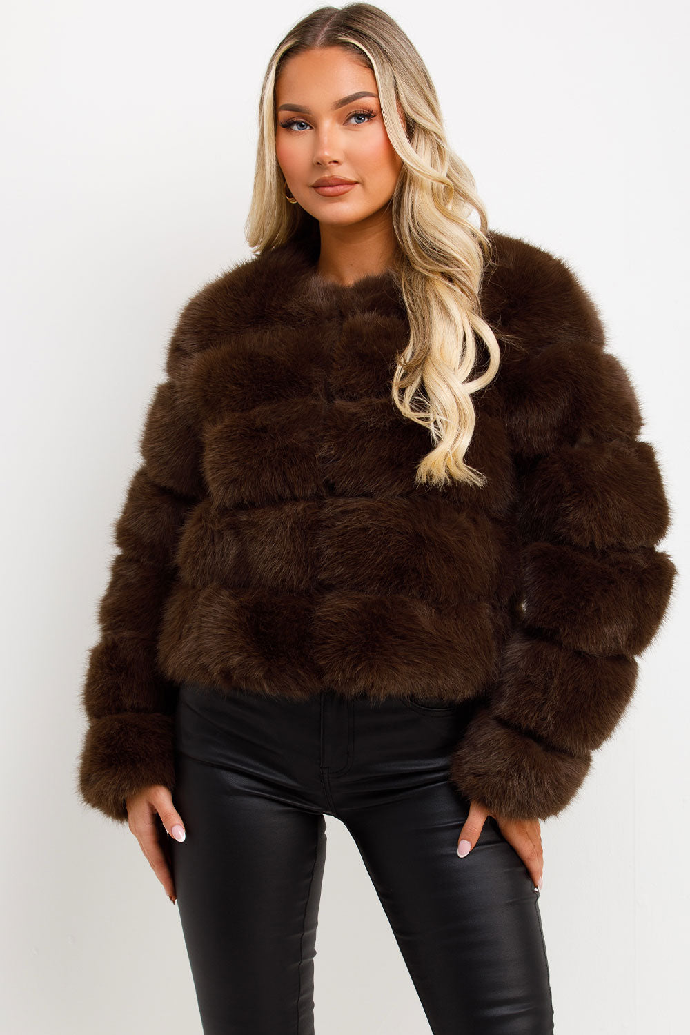 Brown Faux Fur Bubble Coat | Xtralitty
