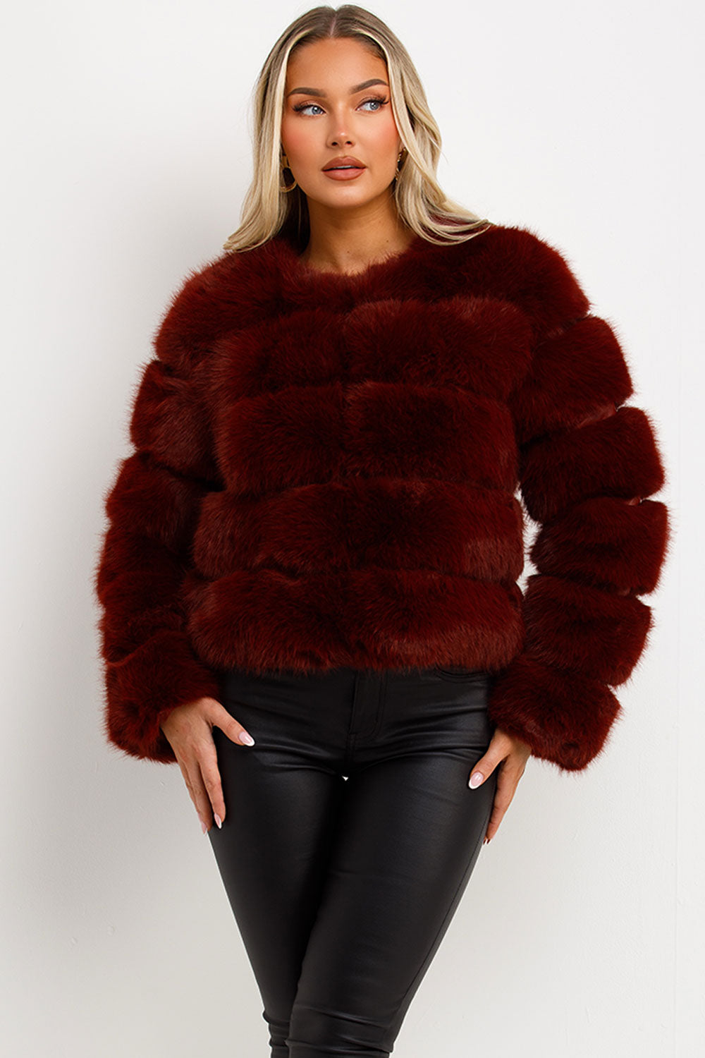 Faux Fur Bubble Coat Burgundy | Xtralitty