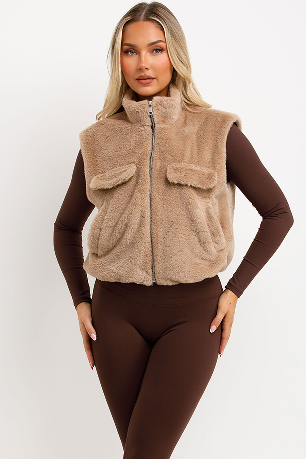 Teddy Gilet Cropped Beige | Xtralitty