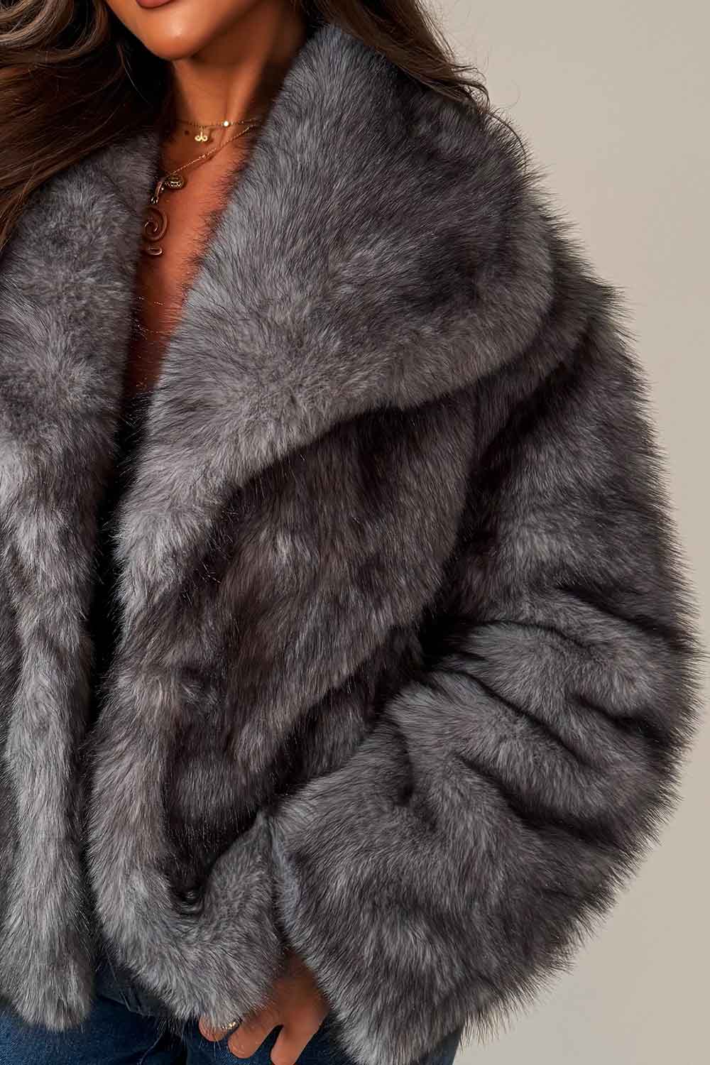 Faux Fur Jacket Grey | Xtralitty