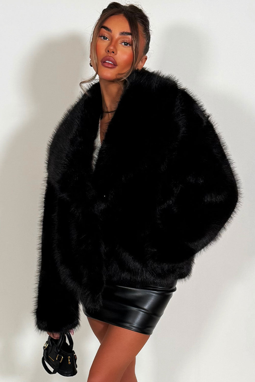 Black Faux Fur Jacket Collared | Xtralitty