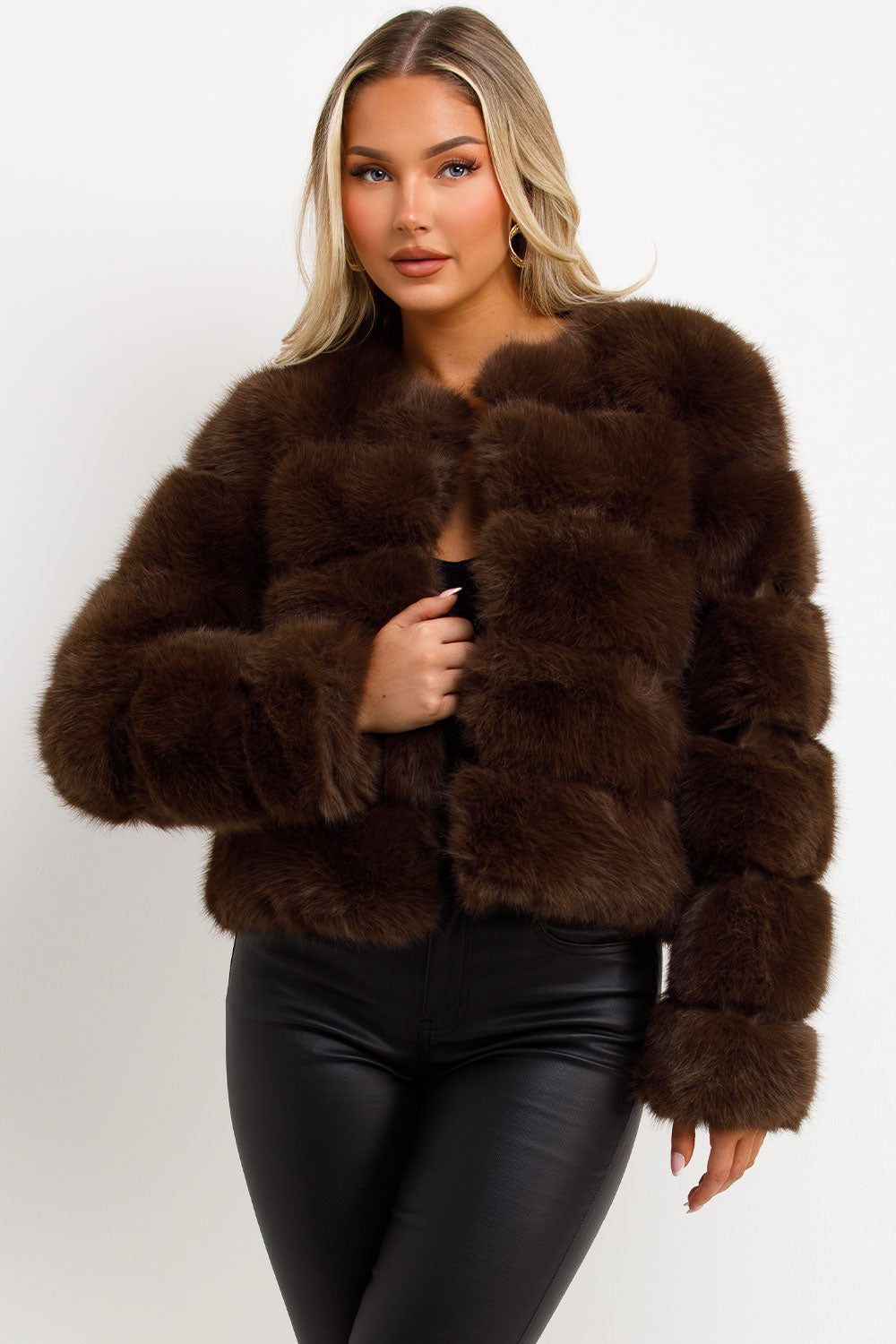 Brown Faux Fur Bubble Coat | Xtralitty