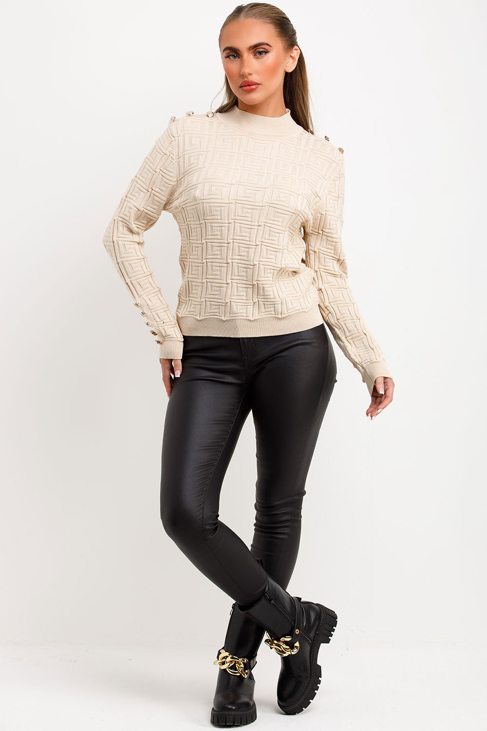 Jumper with Gold Buttons and Embossed Detailing | Xtralitty