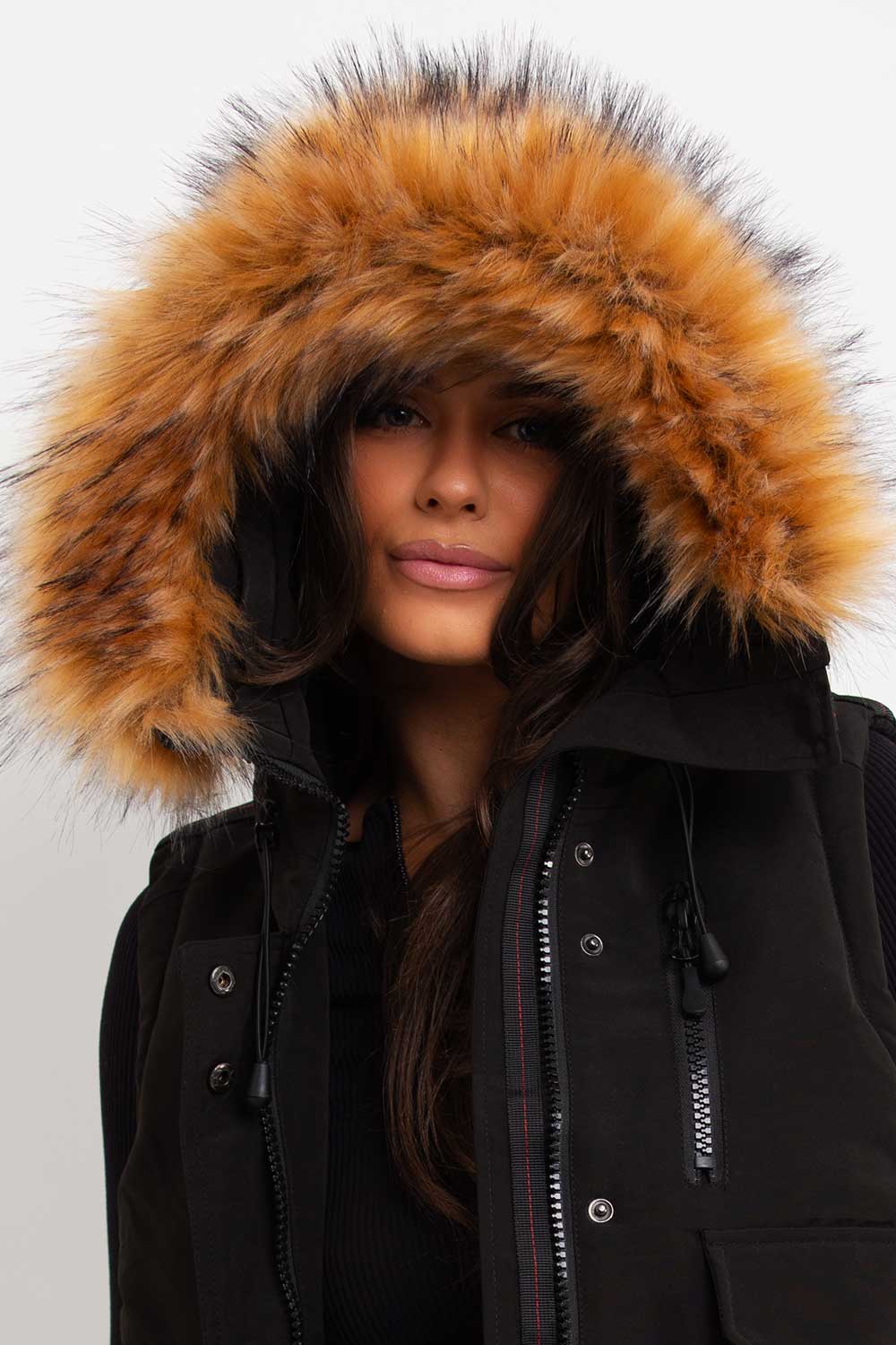 Black Gilet with Fur Hood | Xtralitty