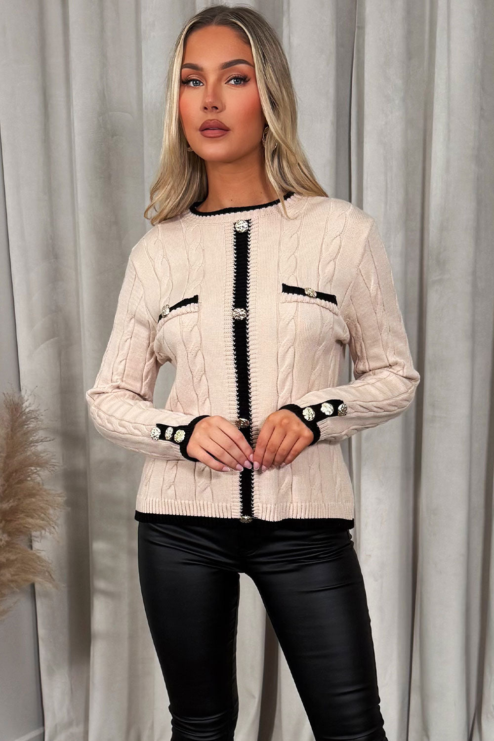 Knitted Jumper with Gold Buttons and Long Sleeve | Xtralitty