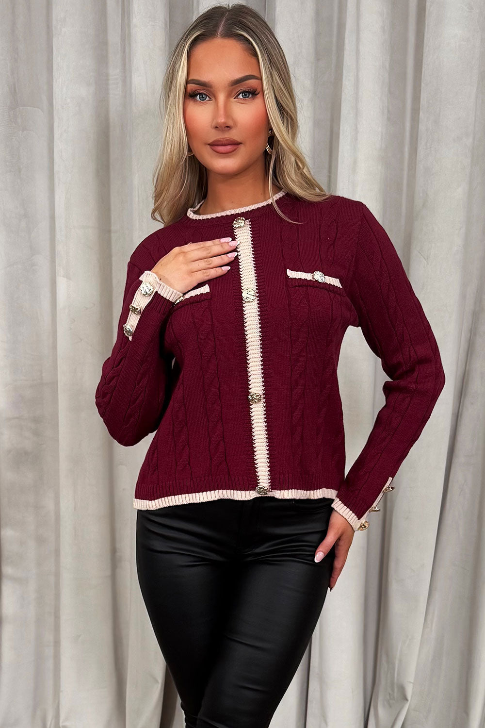 Knitted Jumper with Gold Buttons and Long Sleeve | Xtralitty