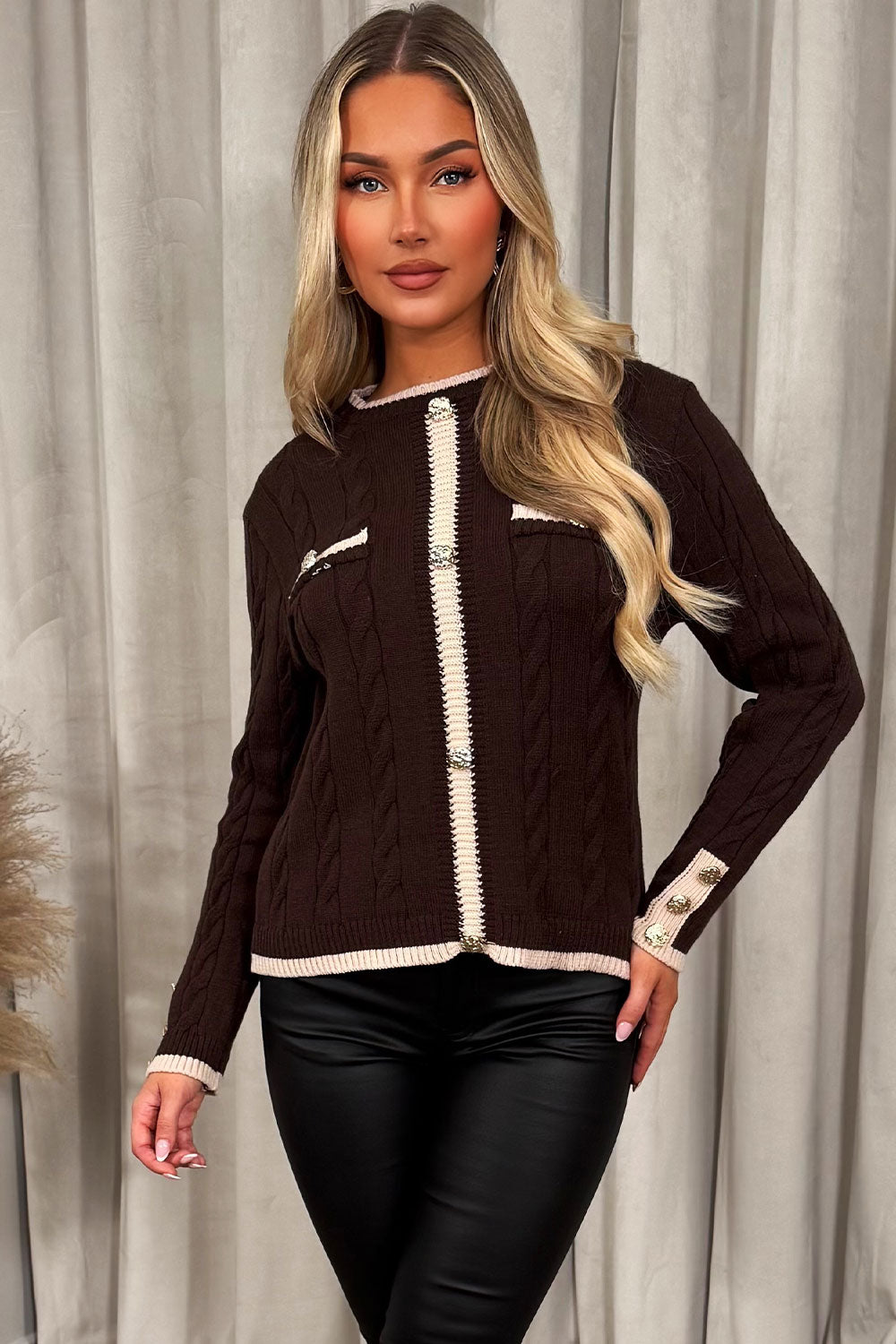 Knitted Jumper with Gold Buttons and Long Sleeve | Xtralitty