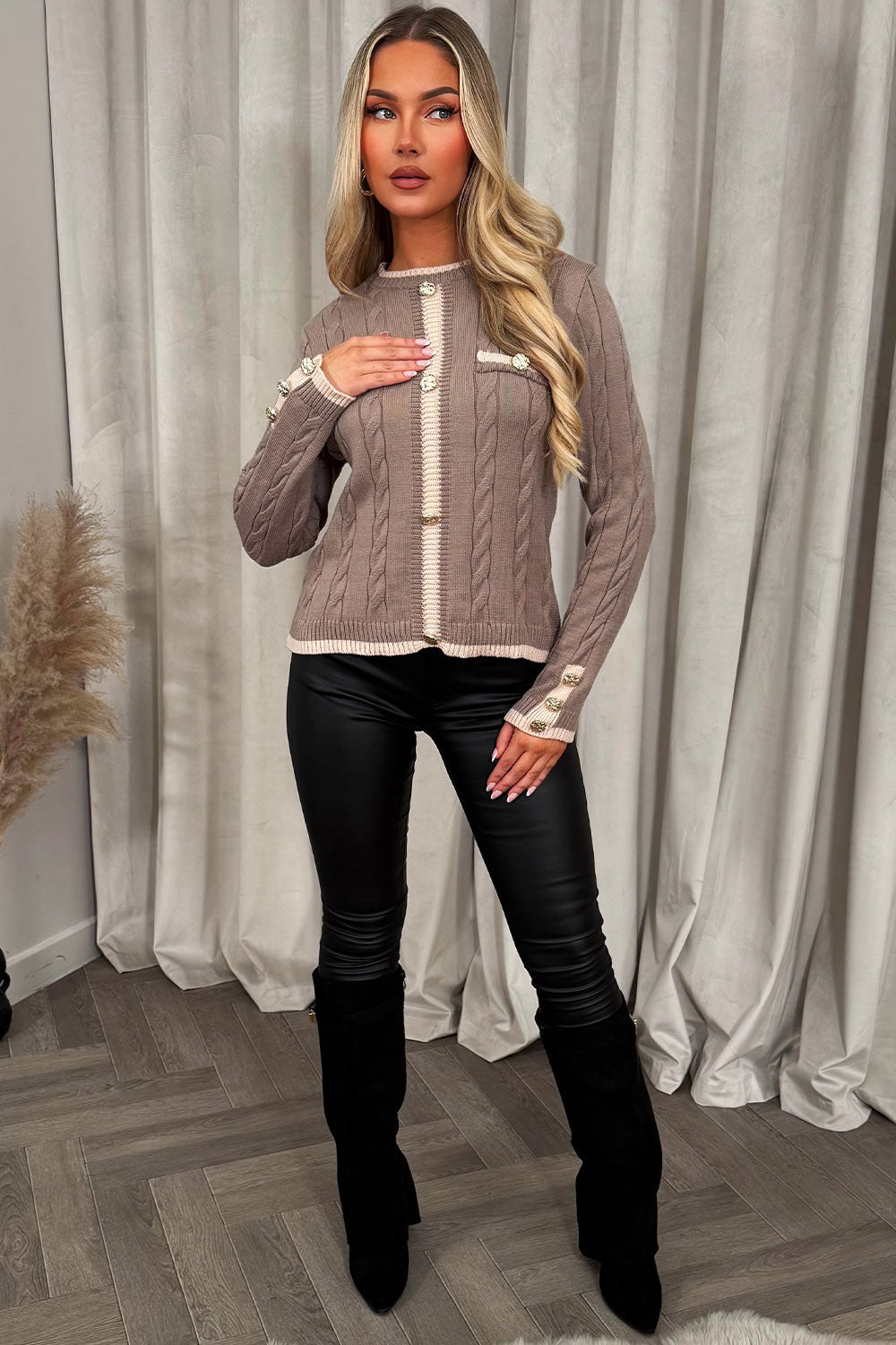 Knitted Jumper with Gold Buttons and Long Sleeve | Xtralitty