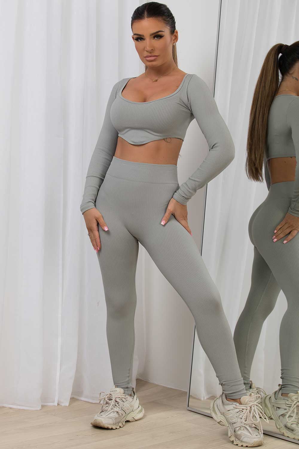 Rib Contour Loungewear Set Grey | Xtralitty