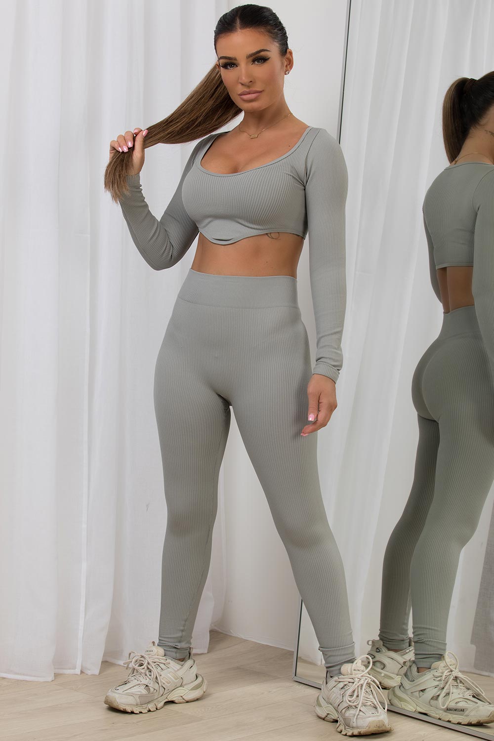 Rib Contour Loungewear Set Grey | Xtralitty