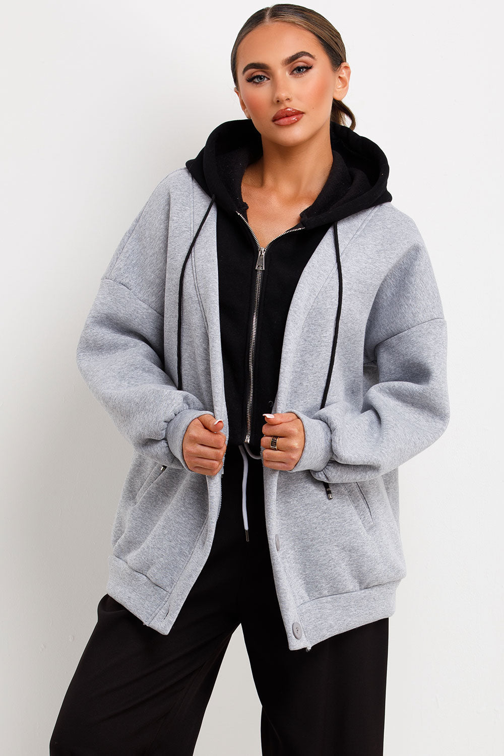 Zip Up Hoodie Cardigan Black | Xtralitty