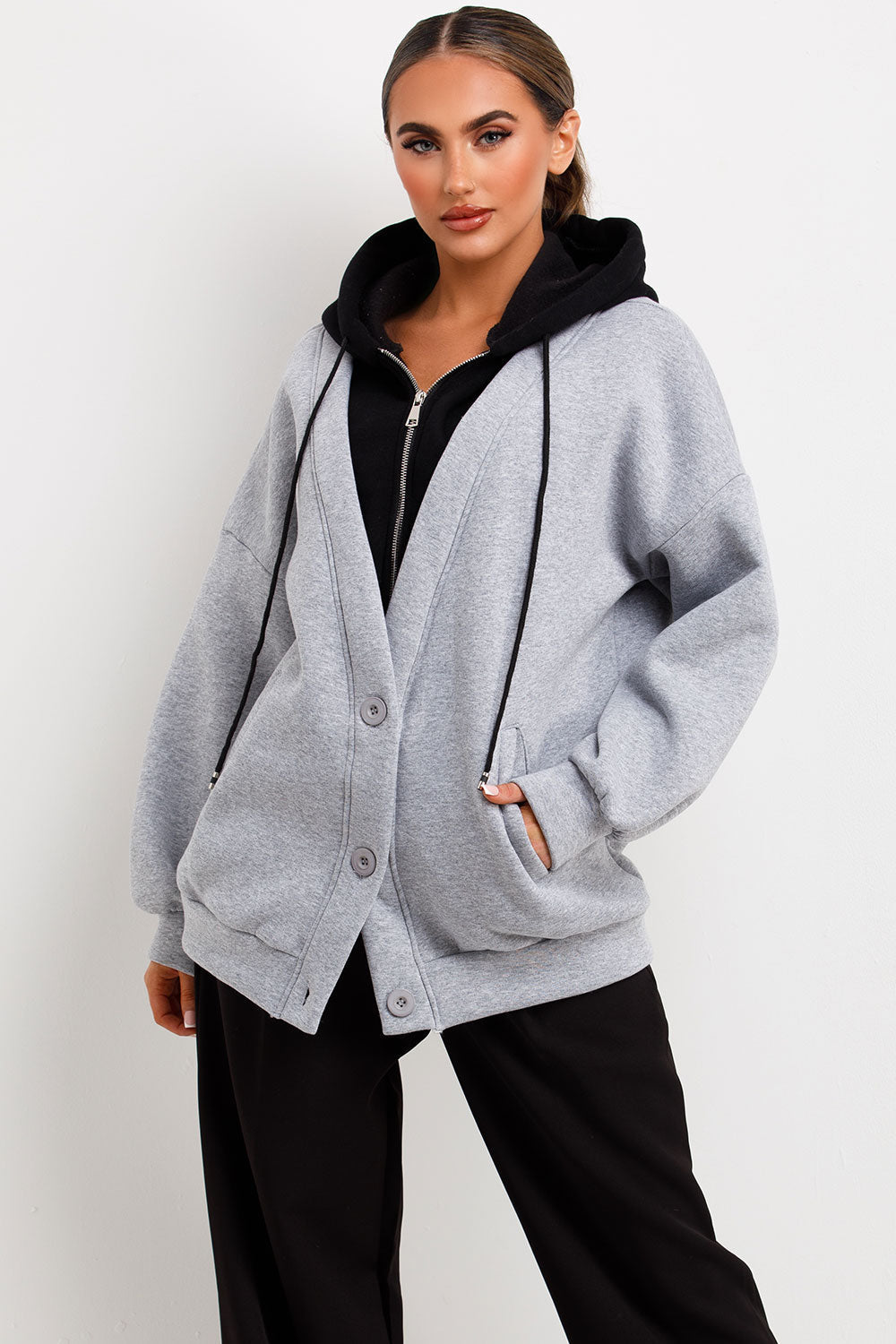 Zip Up Hoodie Cardigan Black | Xtralitty