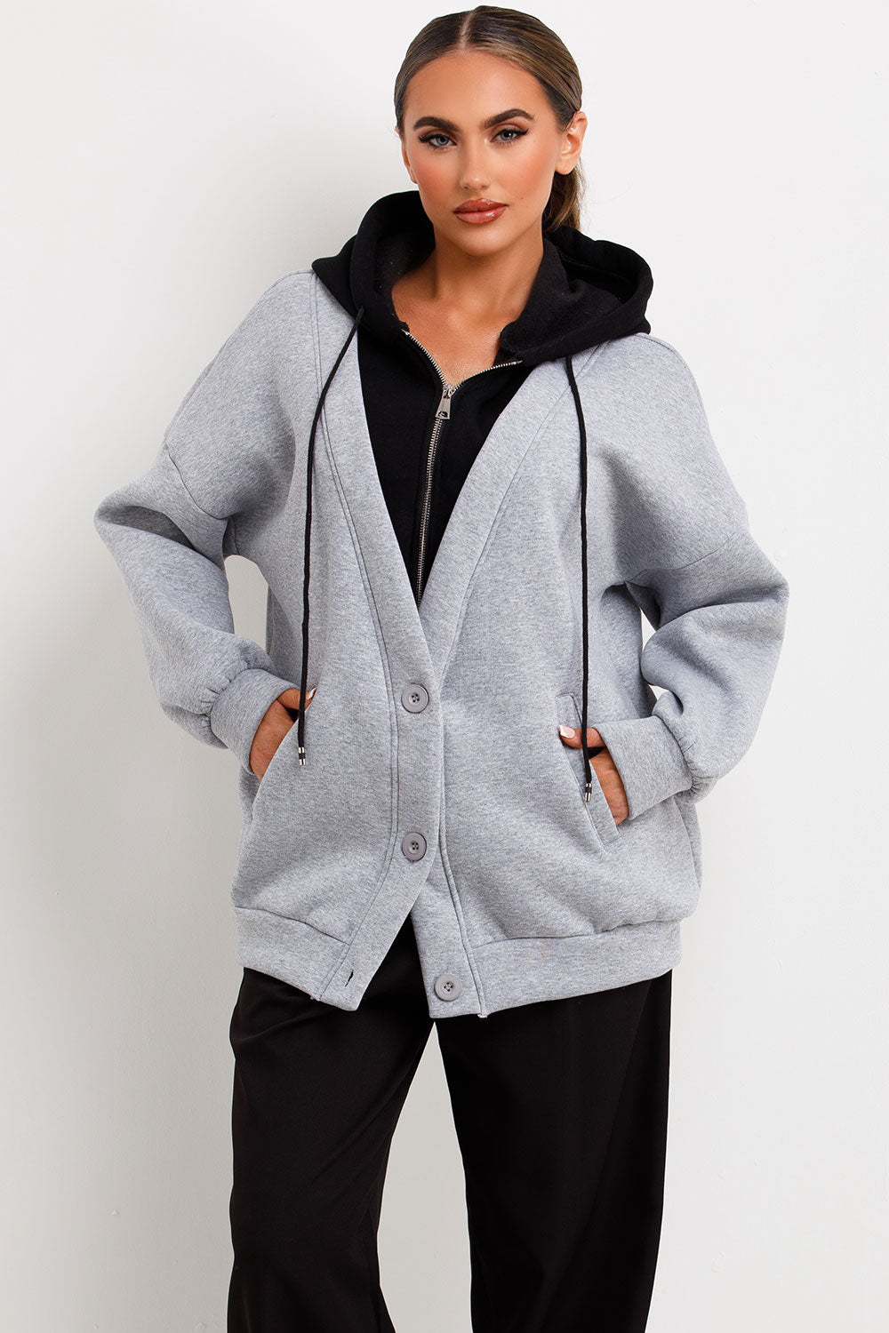 Zip Up Hoodie Cardigan Black | Xtralitty