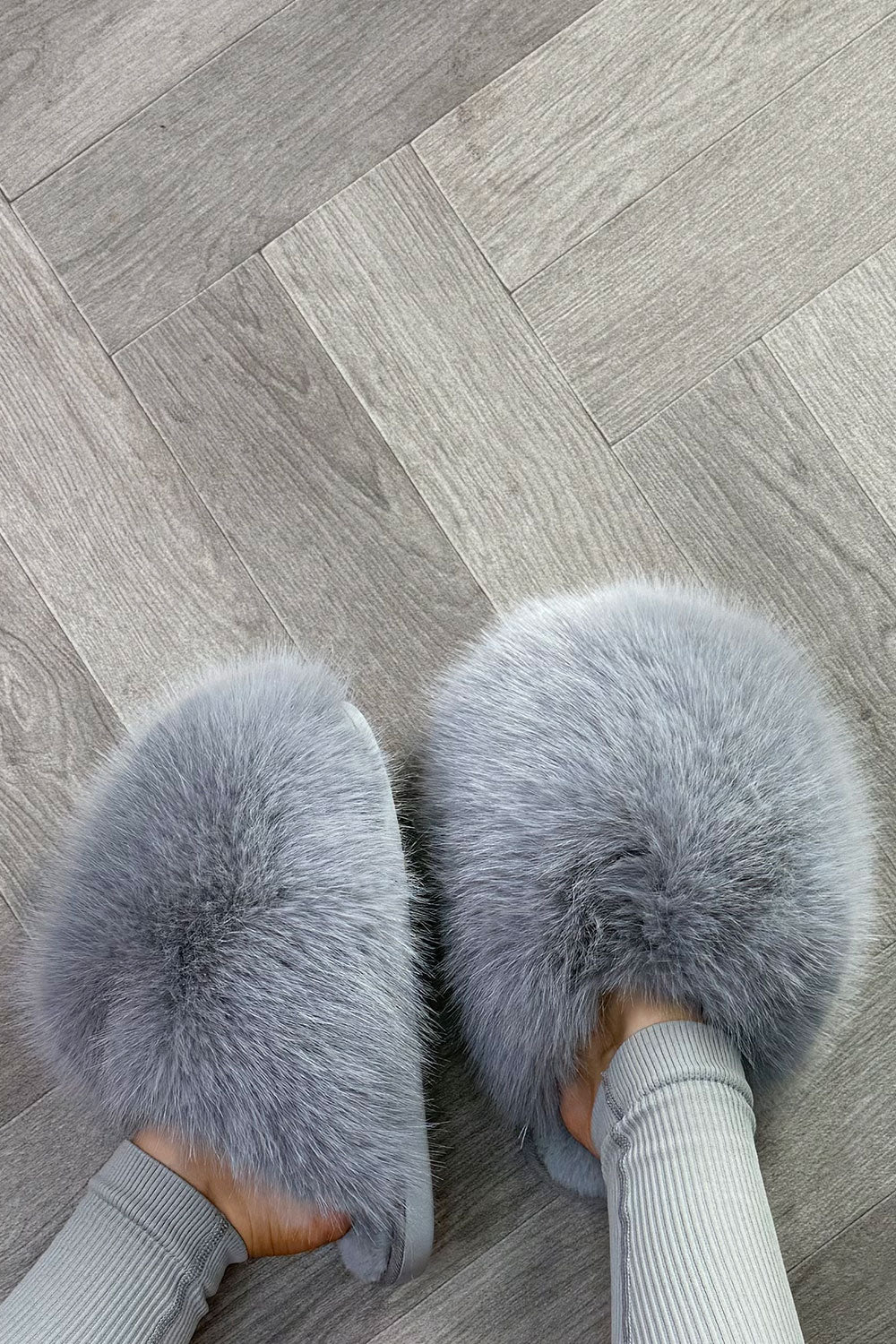 Faux Fur Fluffy Slippers Grey | Xtralitty