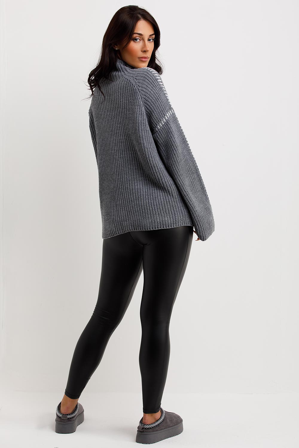 Oversized Knitted Jumper with Contrast Stitches | Xtralitty