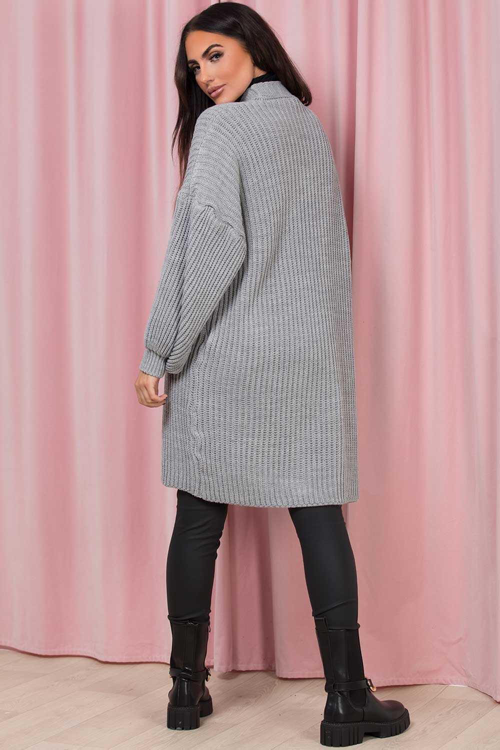 Grey Oversized Cardigan with Pockets | Xtralitty