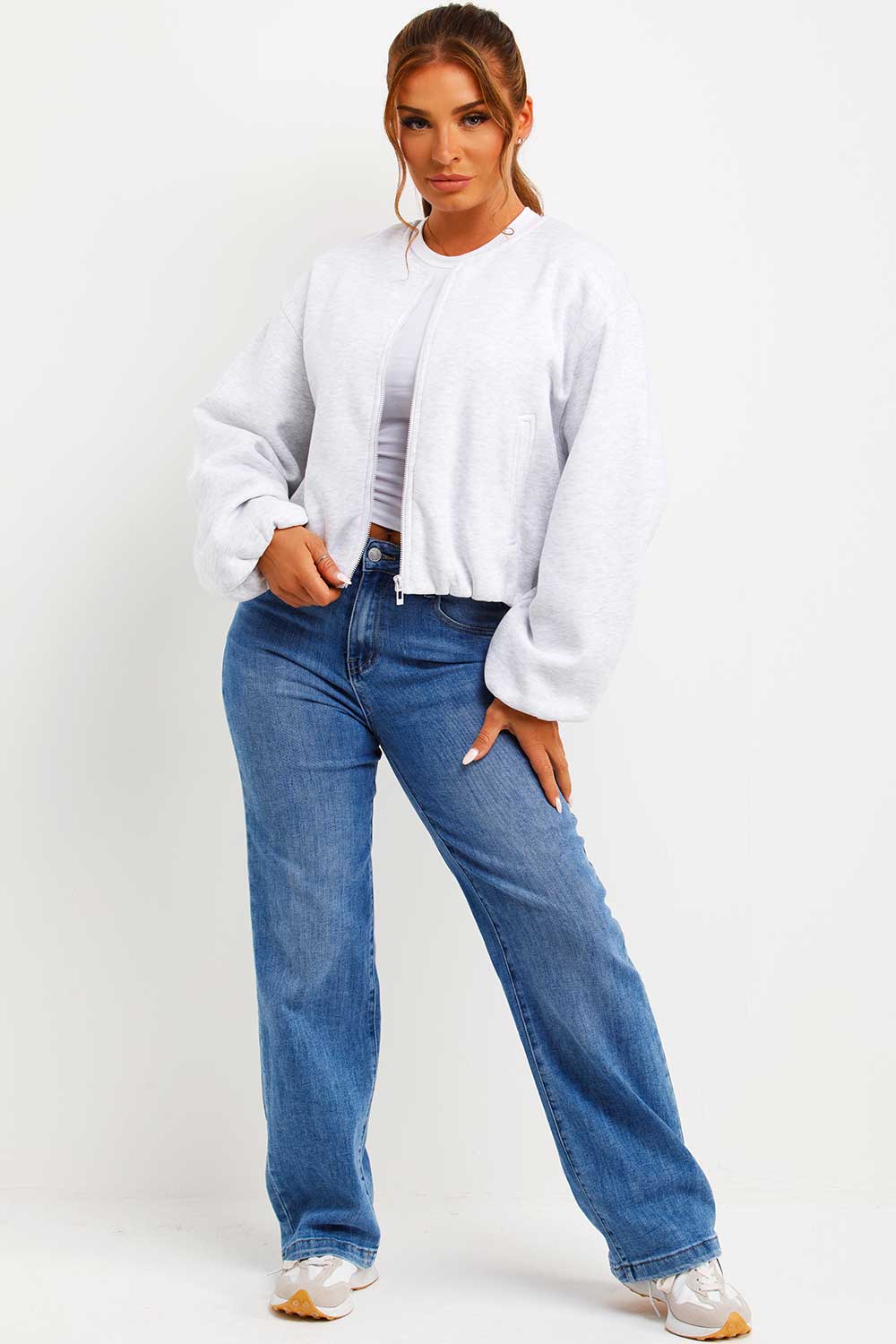 Soft Bomber Jacket with Zip Grey Marl | Xtralitty