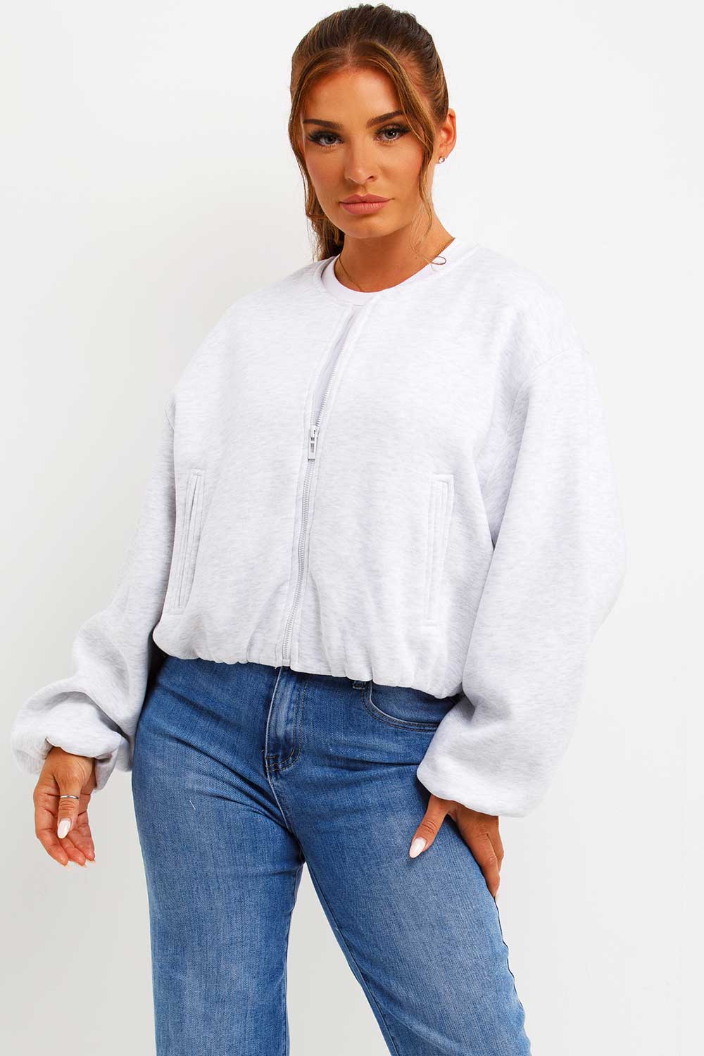 Soft Bomber Jacket with Zip Grey Marl | Xtralitty