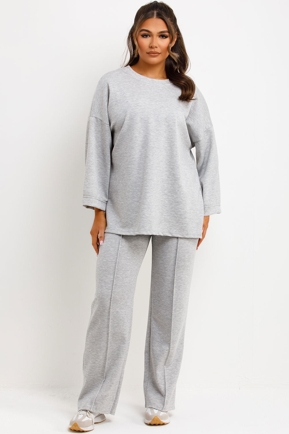 Oversized Top and Straight Leg Seam Detail Trous | Xtralitty