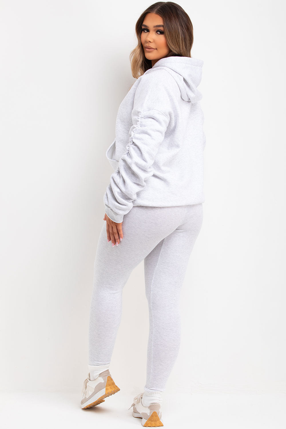Ruched Sleeve Hoodie and Leggings Loungewear Set | Xtralitty