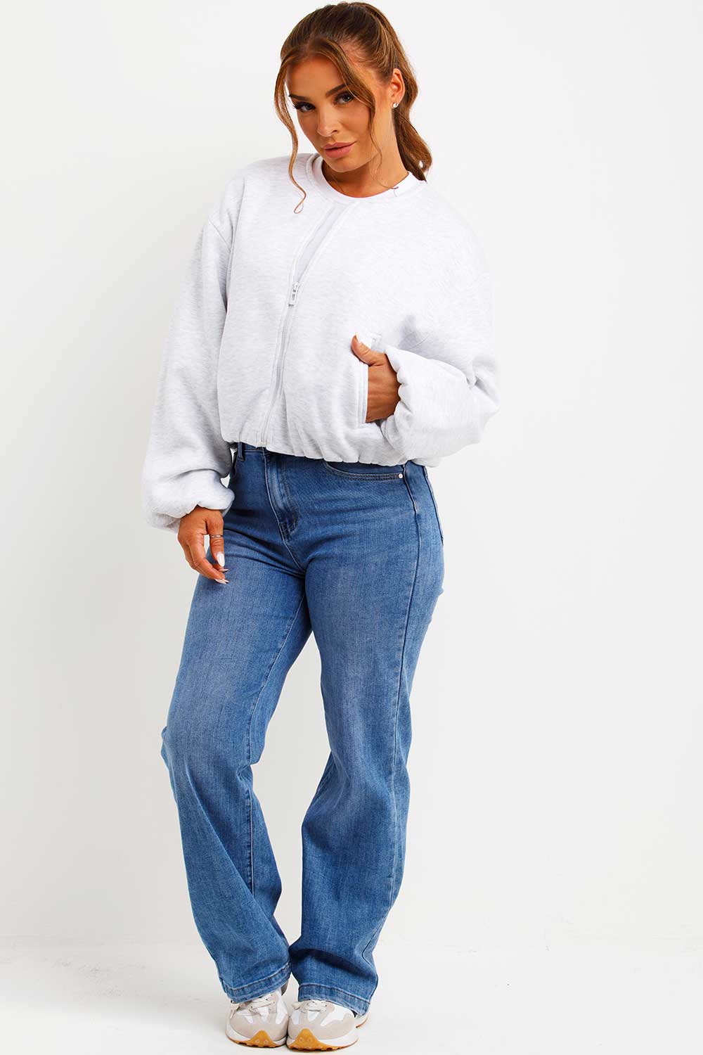 Soft Bomber Jacket with Zip Grey Marl | Xtralitty