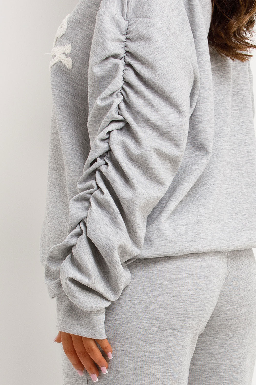 Ruched Sleeve Top and Trousers Loungewear Set wi | Xtralitty