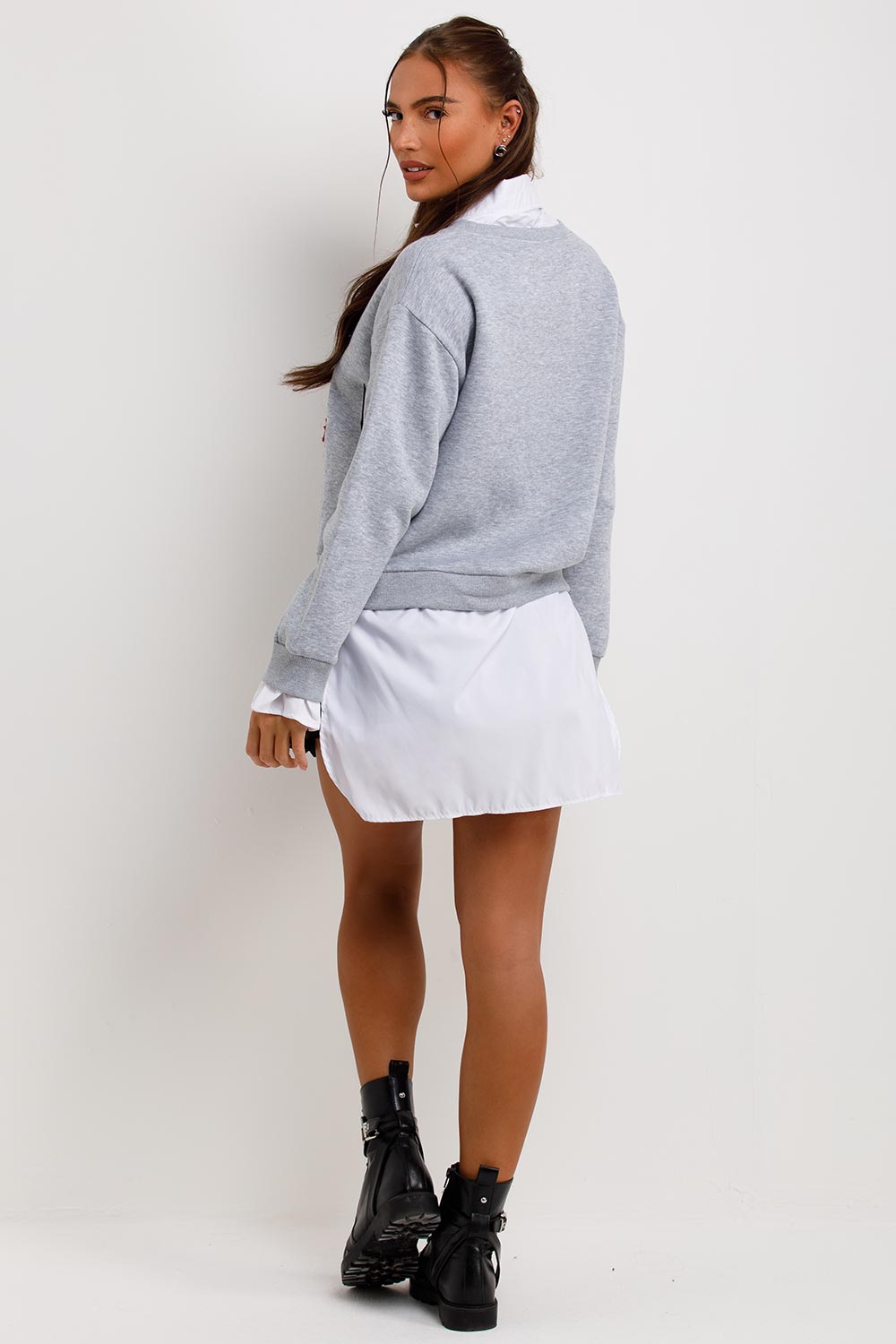 Jumper Shirt with New York Slogan Grey | Xtralitty