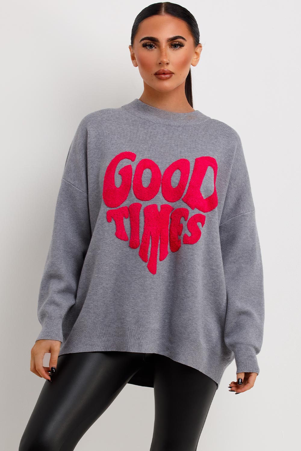 Knitted Jumper with Good Times Towelling Grey | Xtralitty