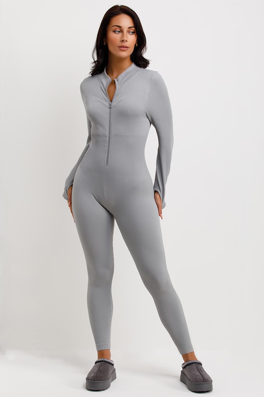 Seamless Ribbed Jumpsuit Structured Contour Unit | Xtralitty