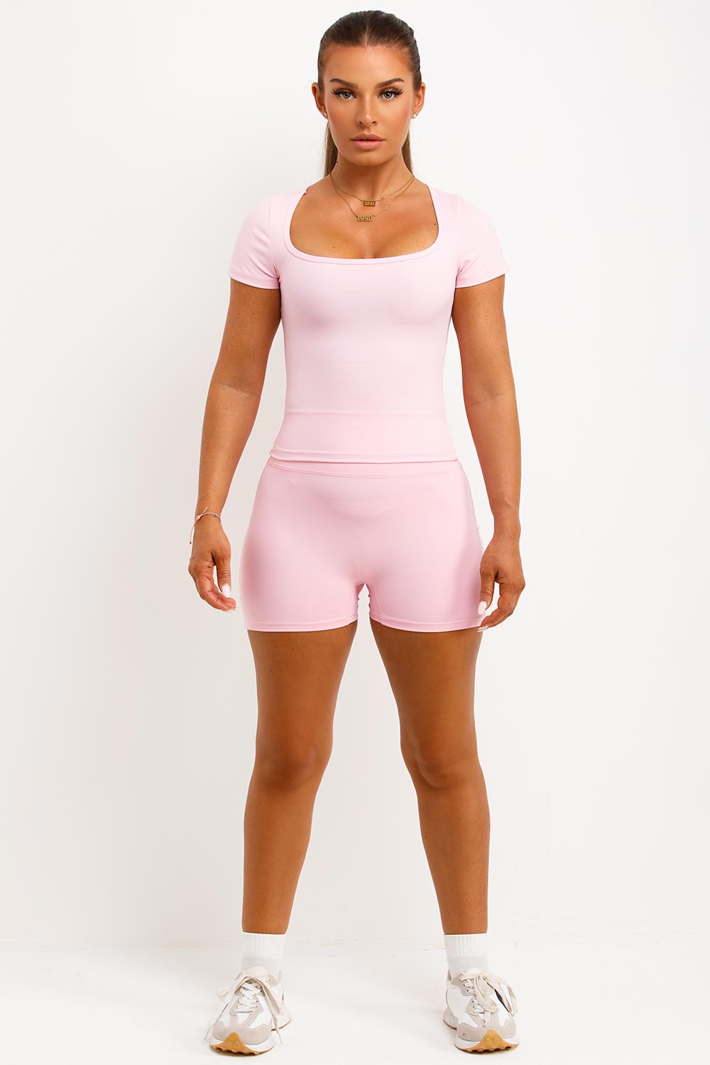 Scrunch Bum Gym Shorts and Square Neck Top Co Or | Xtralitty